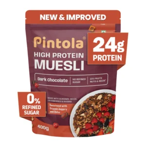 Pintola High Protein Dark Chocolate & Cranberry Muesli – 24 g Protein